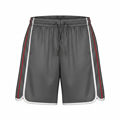 Men's Activewear Dazzle Shorts in Charcoal with white and red stripes