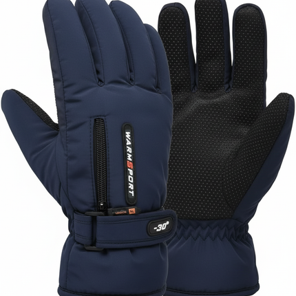 Premium Navy Thermal Gloves - White Background