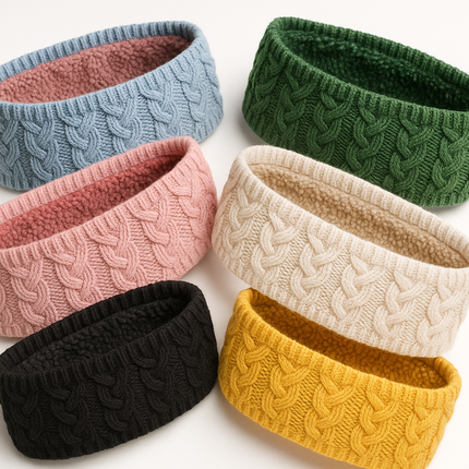 Women's Cable Knit Fuzzy Lined Winter Headbands Assorted 3 Pack - PremiumBrandGoods