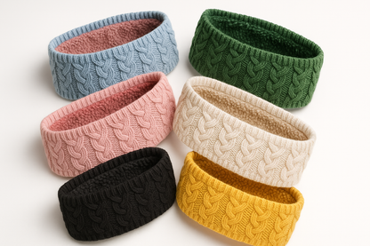 Women's Cable Knit Fuzzy Lined Winter Headbands Assorted 3 Pack - PremiumBrandGoods
