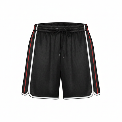 Men's Activewear Dazzle Shorts in Black with white and red stripes