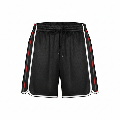 Men's Activewear Dazzle Shorts in Black with white and red stripes