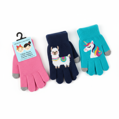 Kids' Winter Magic Gloves 3-Pack - Unicorn & Llama Designs - PremiumBrandGoods