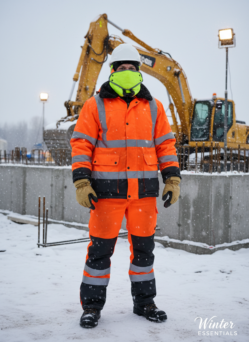 High-Visibility Balaclava Extra Warm Furry Fleece Winter Face Mask for Work Safety