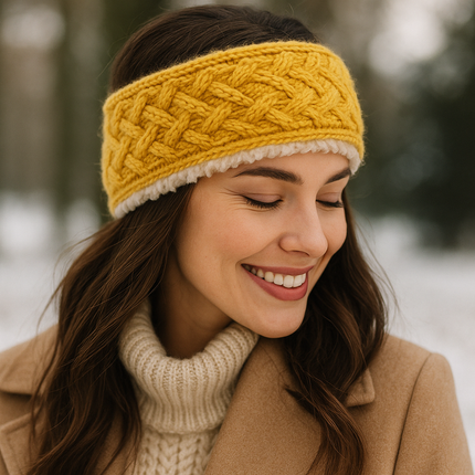 Women's Cable Knit Fuzzy Lined Winter Headbands Assorted 3 Pack - PremiumBrandGoods