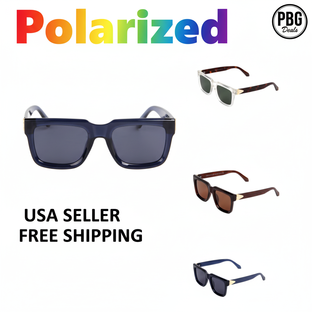 Polarized Unisex Wayfarer Sunglasses Assorted 2-Pack - 6 bold color styles on white background