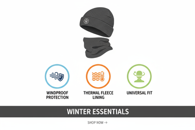 Black Winter Hat and Scarf Set Warm Fleece Lined Beanie unisex - PremiumBrandGoods