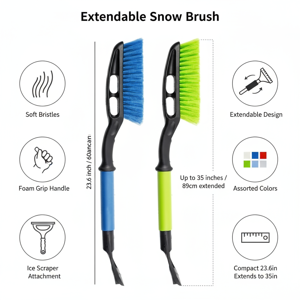 Extendable Snow Brush & Ice Scraper - 23.6 Inch Winter Car Tool - PremiumBrandGoods