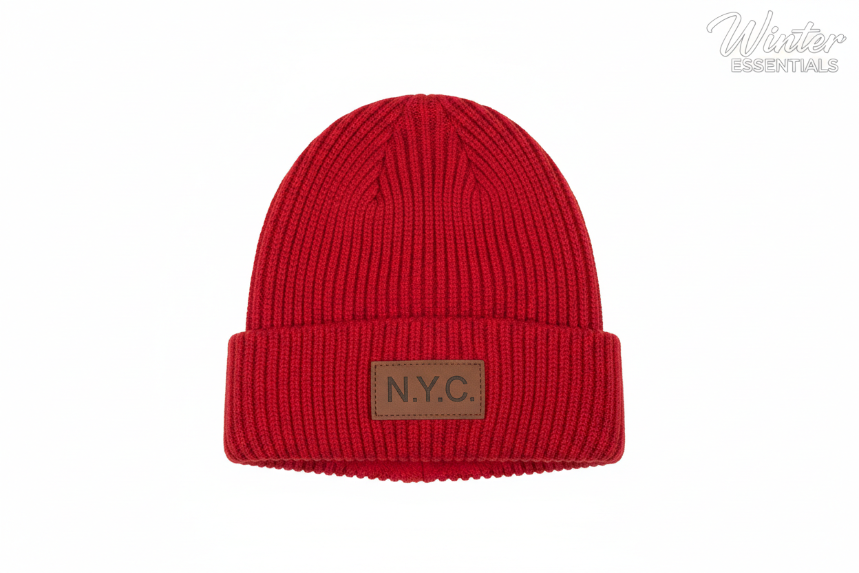 Thermal Winter Beanie Hat Plush Fleece Lined Ribbed Knit Hat Unisex NYC Style