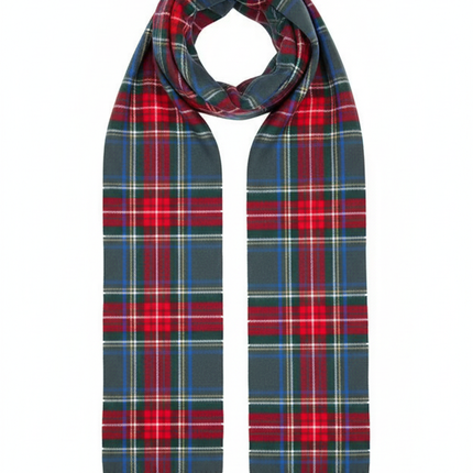 Grey & Red Plaid Cashmere Feel Scarf - White Background