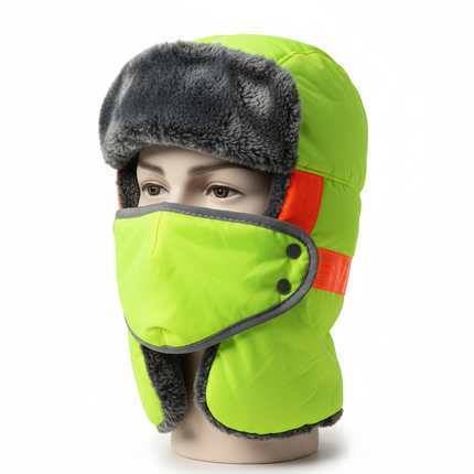High-Visibility Balaclava Extra Warm Furry Fleece Winter Face Mask for Work Safety