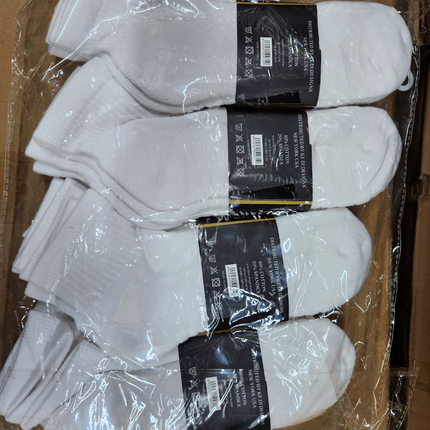 Men's White Athletic Ankle Socks - Size 9-13 - 3 Pair Pack