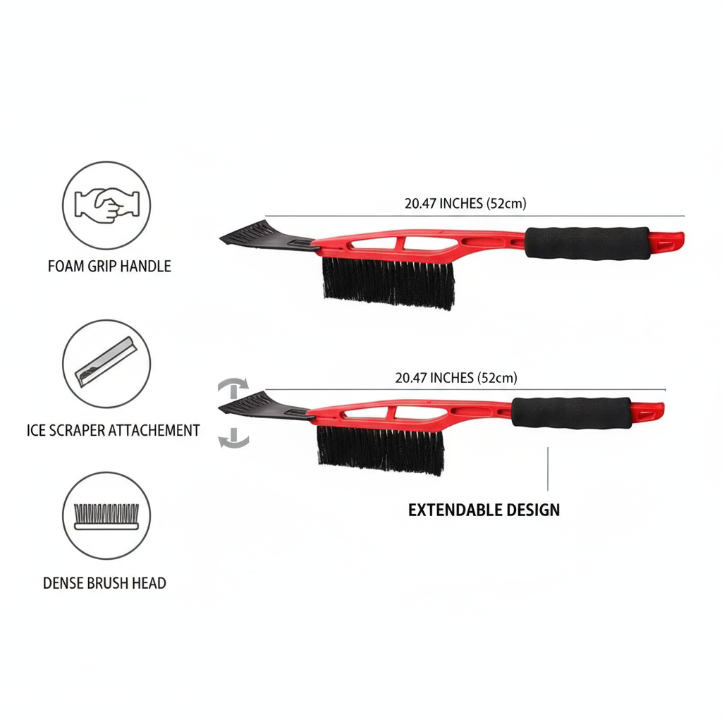 Extendable Snow Brush & Ice Scraper - 20 Inch Winter Car Tool Kit - PremiumBrandGoods