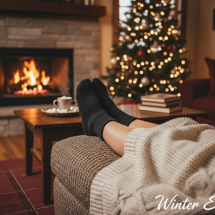 Cozy indoor lifestyle wearing lamb wool socks