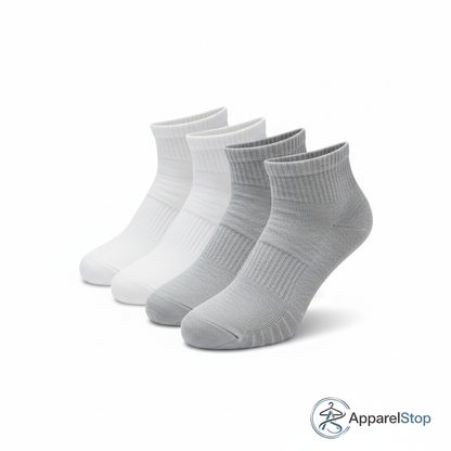 Men's Mid-Length Ankle Socks - White & Gray - Professional Product Photography
