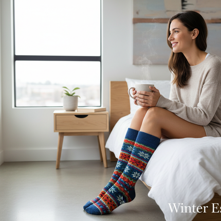 Women's Wool Blend Winter Socks - Assorted 6-Pack Nordic Pattern Warm Socks