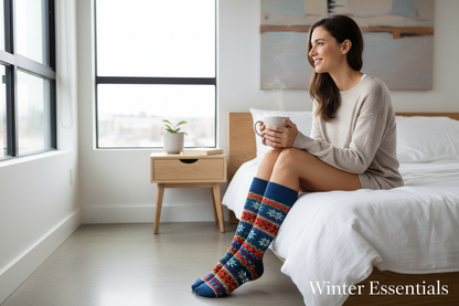 Women's Wool Blend Winter Socks - Assorted 6-Pack Nordic Pattern Warm Socks