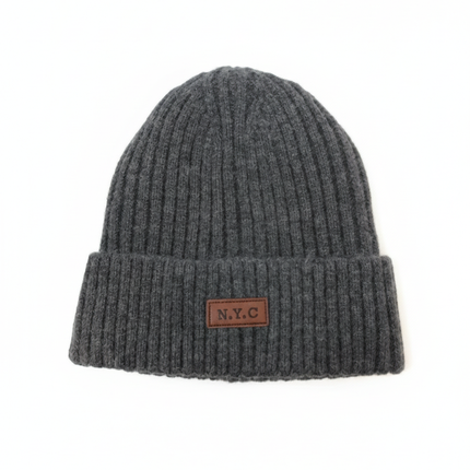 Thermal Winter Beanie Hat Plush Fleece Lined Ribbed Knit Hat Unisex NYC Style