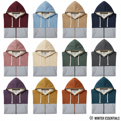 Unisex 2 pack Thermal Fleece-Lined Hooded Sweatshirts - Assorted Colors with Sherpa Lining