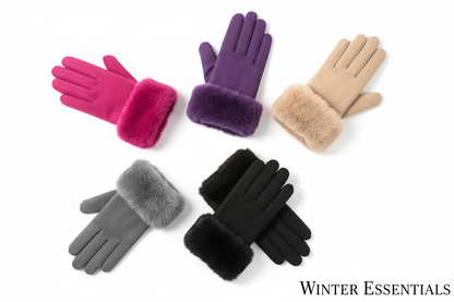 Women's Plush Winter Gloves - Assorted 2-Pack Warm Fur-Lined Gloves