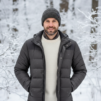 Men's Winter Hat with Fur Lining - Ribbed Knit Cuffed Beanie - PremiumBrandGoods