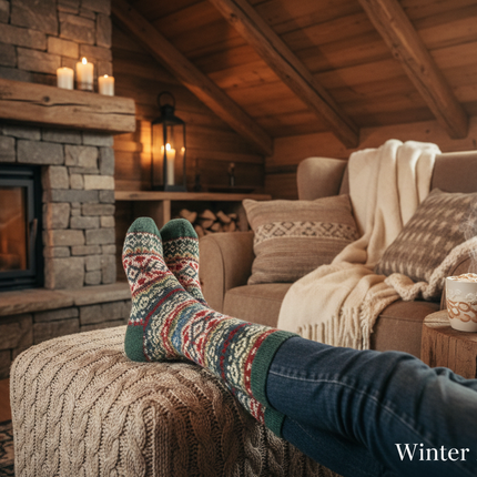 Women's Wool Blend Winter Socks - Assorted 6-Pack Nordic Pattern Warm Socks