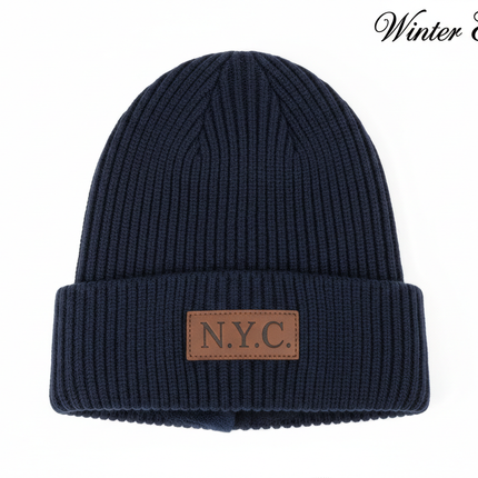 Thermal Winter Beanie Hat Plush Fleece Lined Ribbed Knit Hat Unisex NYC Style