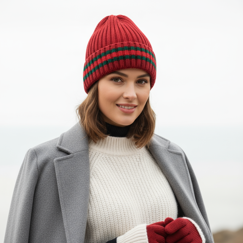 Women's Fashion Winter Hat 2-Pack Ribbed Knit with Faux Fur Lining - PremiumBrandGoods