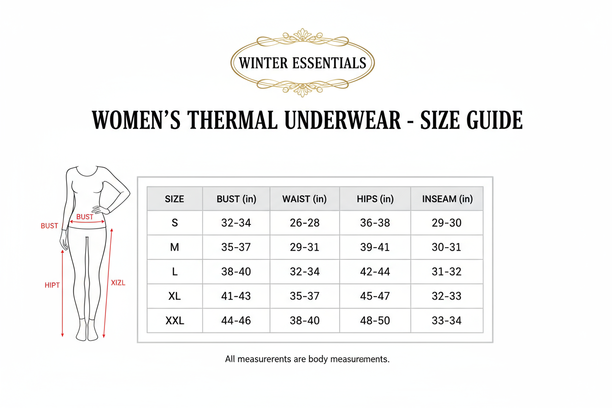 Women's Thermal Underwear Set - 2 Piece Long Johns Top & Bottom for Winter