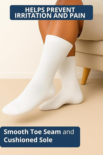 Non-Binding Cotton Diabetic Crew Socks, Multi-Pack, Size 9-15
