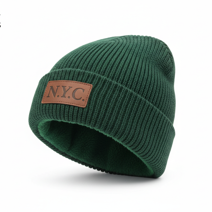 Thermal Winter Beanie Hat Plush Fleece Lined Ribbed Knit Hat Unisex NYC Style