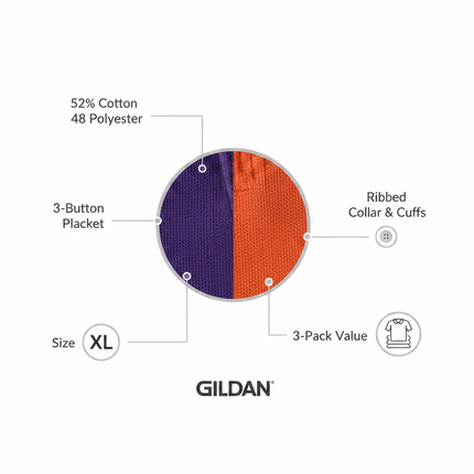 Gildan Polo Shirt 3-Pack Features Infographic