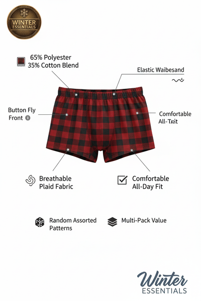 Men's Plaid Button-Fly Boxer Briefs, 3/6/12-Pack, S-3XL