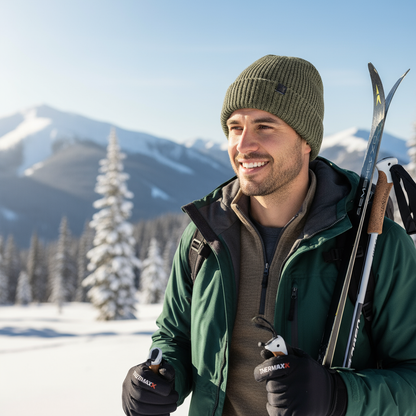 Men's Winter Hat with Fur Lining - Ribbed Knit Cuffed Beanie - PremiumBrandGoods