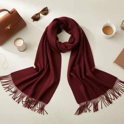 Maroon Scarf Flat Lay Styling