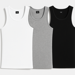 Men's Ribbed Tank Tops - White Background