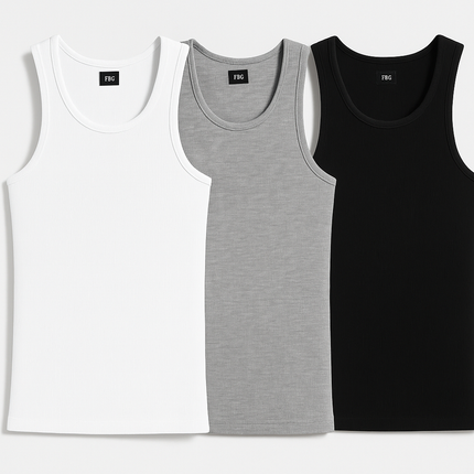 Men's Ribbed Tank Tops - White Background
