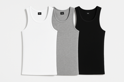 Men's Ribbed Tank Tops - White Background