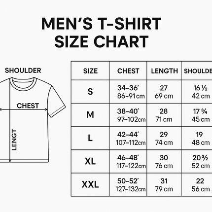 Men's t-shirt size chart