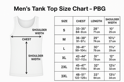 Men's Tank Top Size Chart - PBG