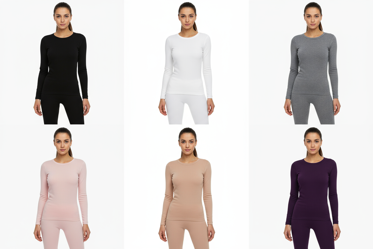 Model Wearing All 6 Colors