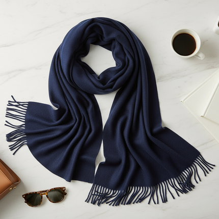 Navy Scarf Flat Lay Styling