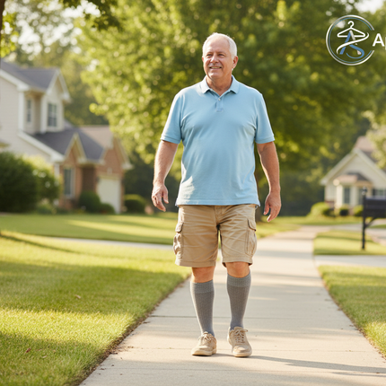 Older Man Walking in Crew Diabetic Socks