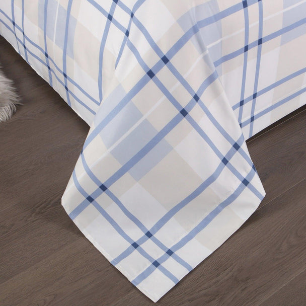 Pearl Bay 6 Piece Bed Sheet Set Blue Checkered with Lines - PremiumBrandGoods