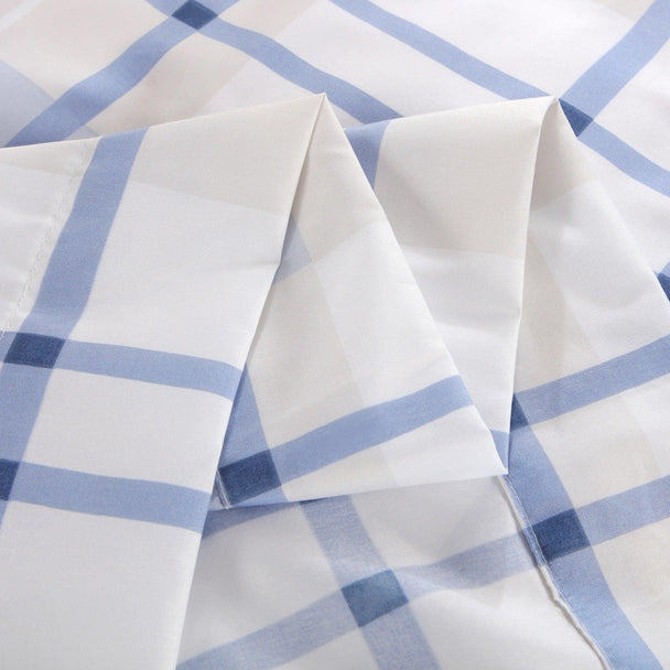 Pearl Bay 6 Piece Bed Sheet Set Blue Checkered with Lines - PremiumBrandGoods