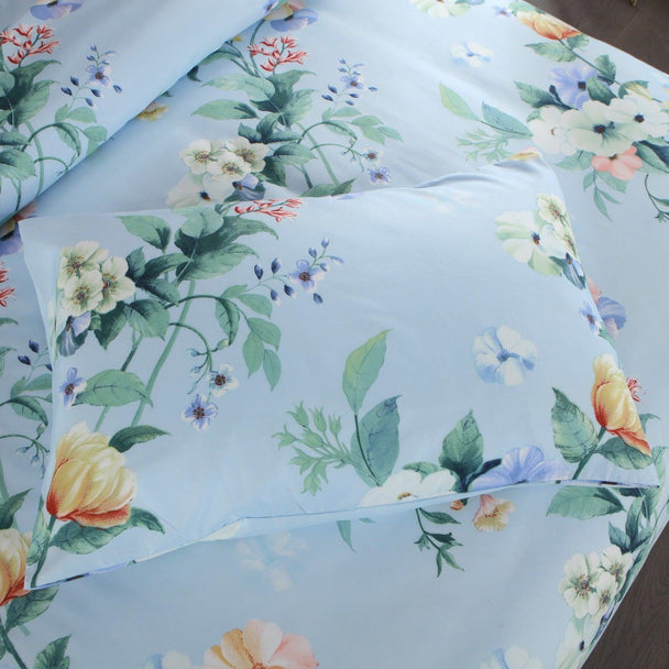 Pearl Bay 6 Piece Bed Sheet Set Light Blue with Flowers - PremiumBrandGoods