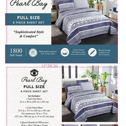 Pearl Bay 6 Piece Bed Sheet Set Purple With Stars - PremiumBrandGoods