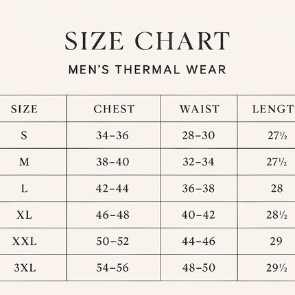 Premium Size Chart with 3XL