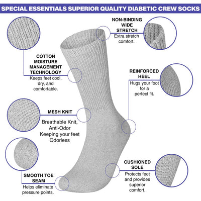 Lot 3 6 12 Pairs Men's Circulatory Diabetic Crew Socks Size 9-11 10-13 13-15 - PremiumBrandGoods