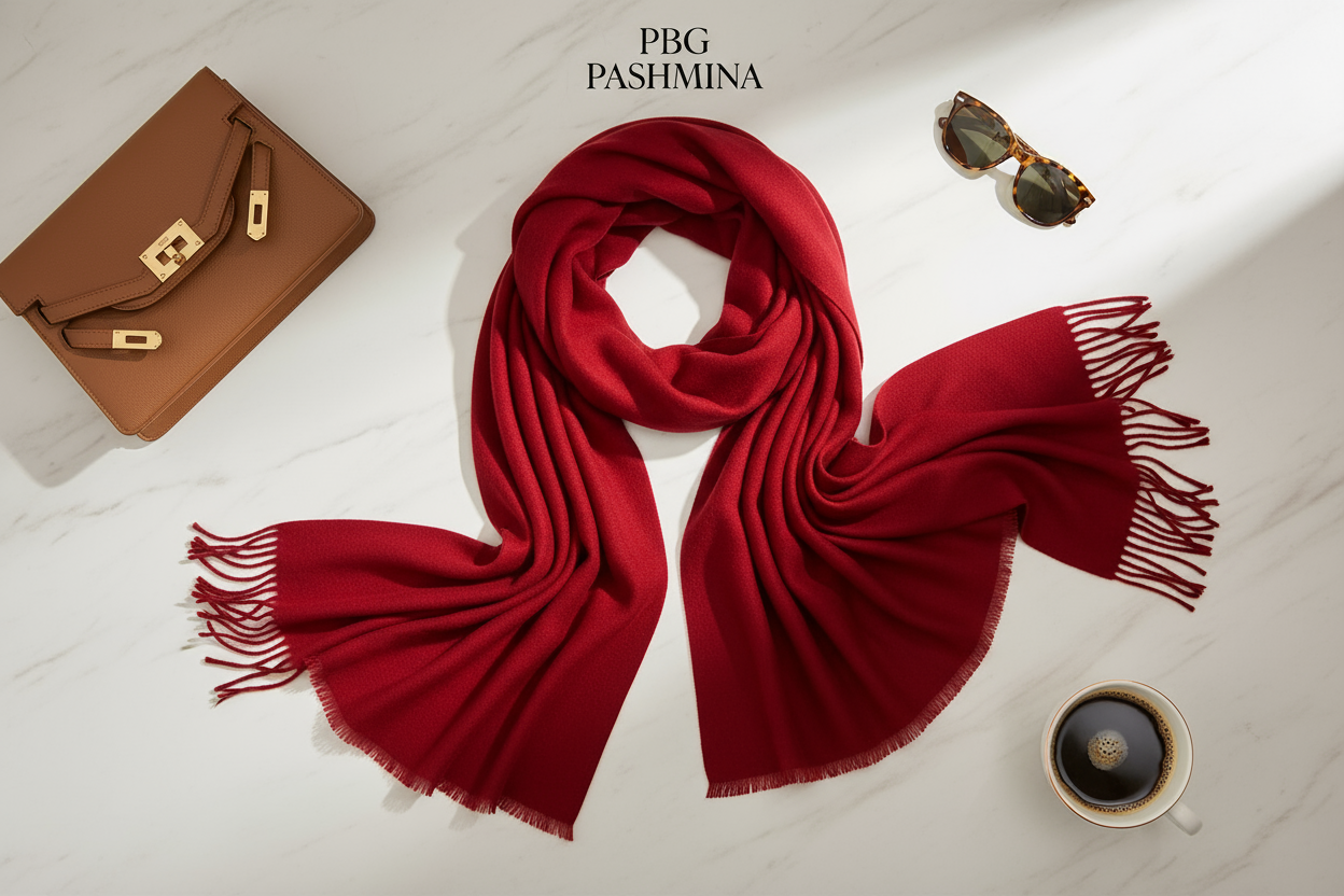 Red Scarf Flat Lay Styling